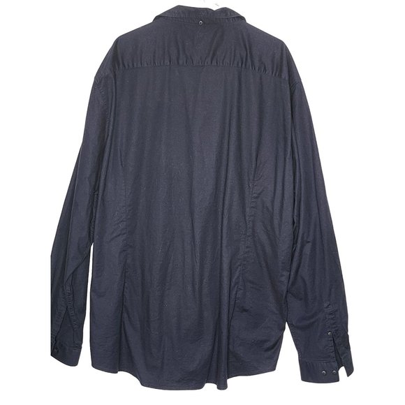 River Island Shirt Men’s 4XL Stretch Oxford Dark Navy Blue Long Sleeve Button Up - Picture 2 of 6